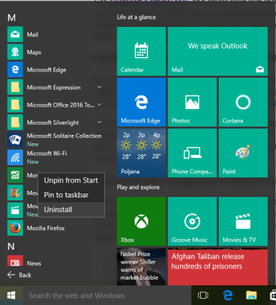 Desinatalar aplicaciones en Windows 10
