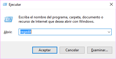regedit en Windows 10