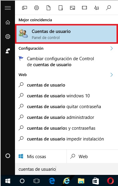 cuenta de usuario en Windows 10