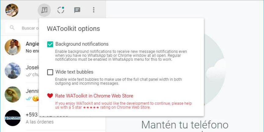 WAToolKit WhatsApp Web en Chrome