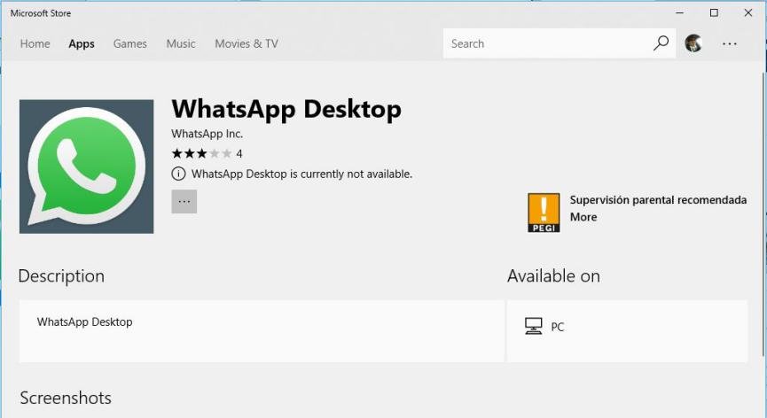 WhatsApp para Windows 10