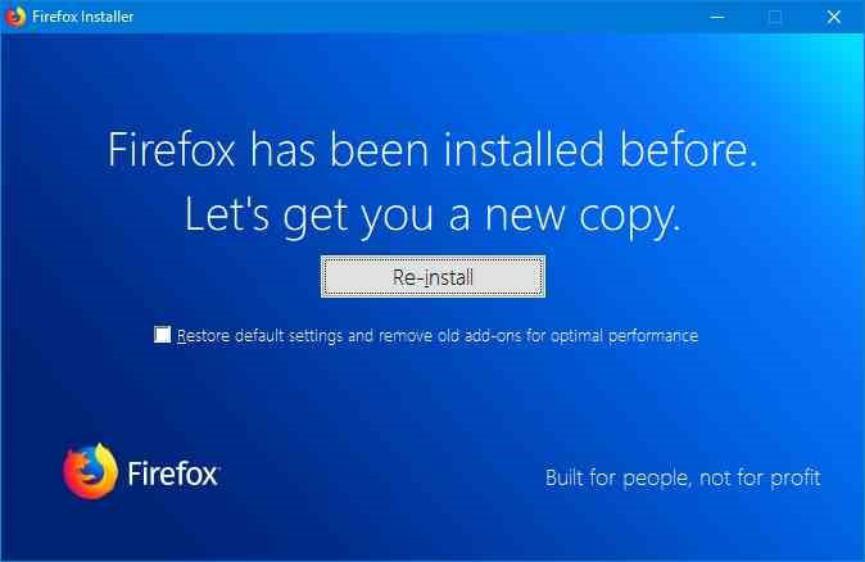 Reinstalar Firefox en Windows 10