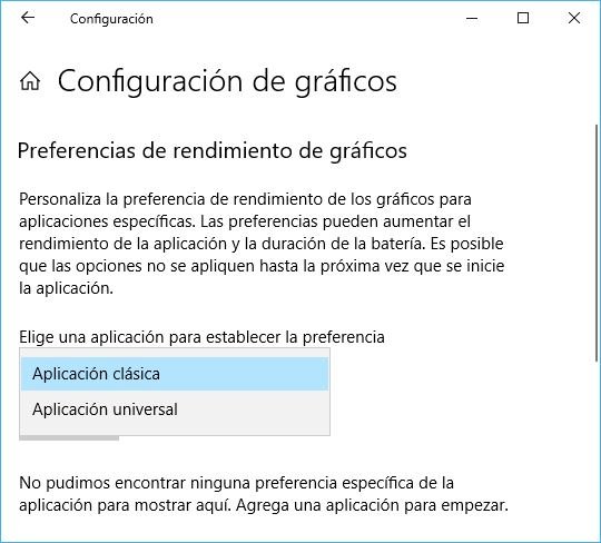 Configuración de Gráficos Windows 10