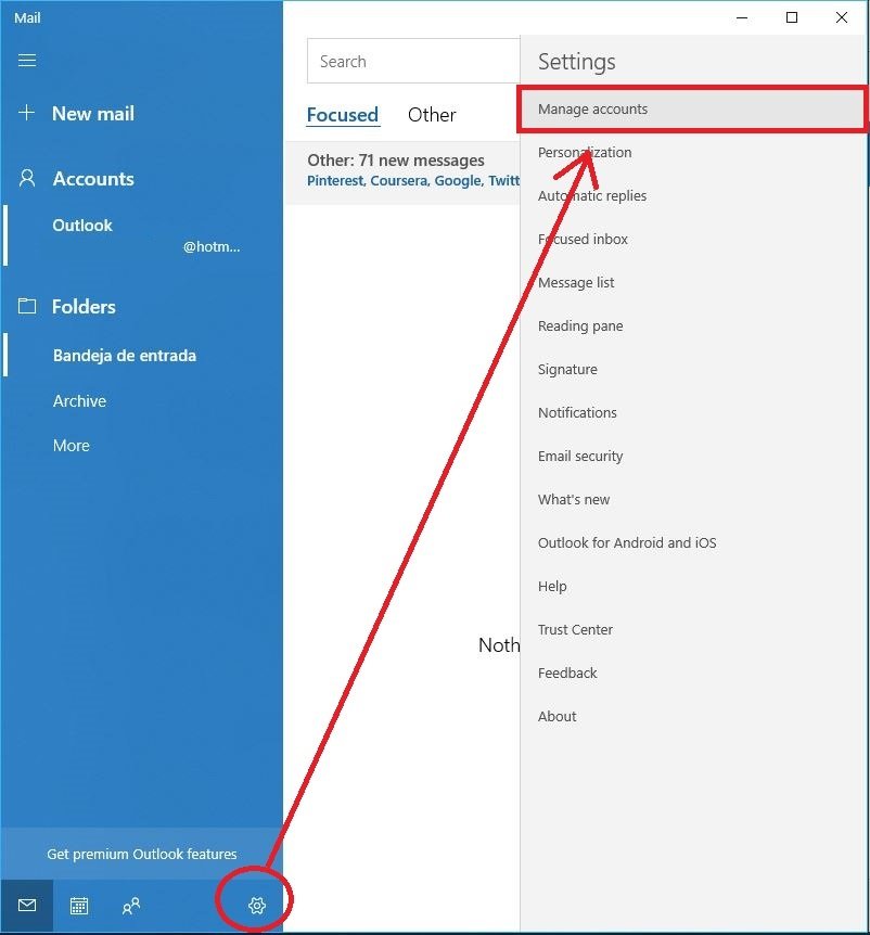desactivar Microsoft Mail en Windows 10
