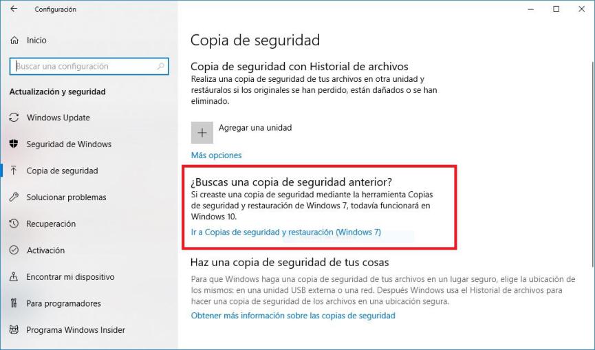 Copias de Seguridad Windows 10