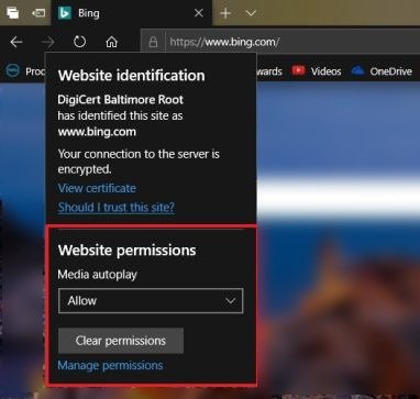 bloquear reproduccion de videos en Microsoft Edge