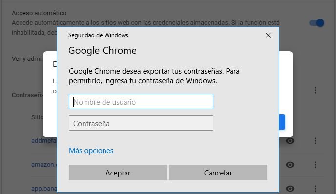 recuperar claves de Chrome