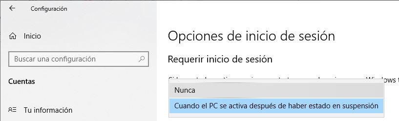 desactivar Inicio de Sesión en Windows 10