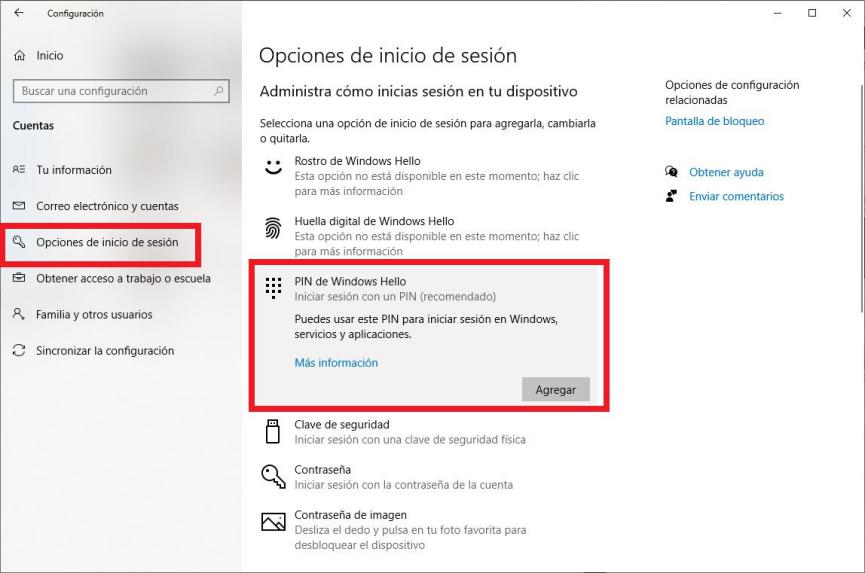 Desactivar Hello Windows 10