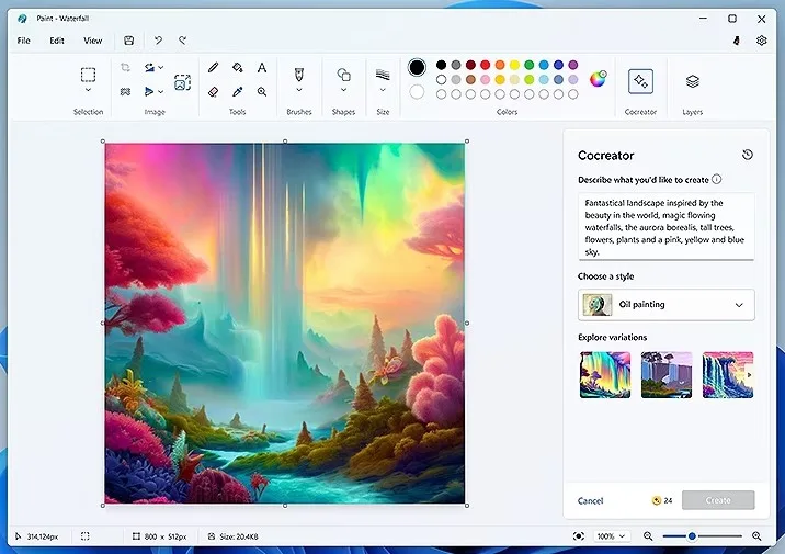 Paint con IA de Windows 11