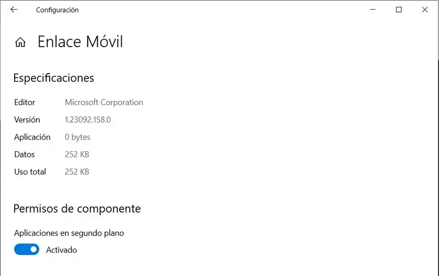 enlace Movil en Windows 10