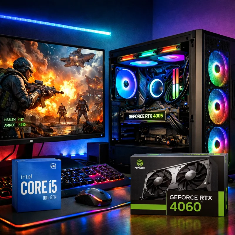 Descubre el Poder Oculto: Core i5-10400 y RTX 4060 Brindan una Experiencia 1440p Espectacular en Crimson Desert y Más 3 Configuración de PC gaming con procesador Intel Core i5-10400 y tarjeta gráfica NVIDIA GeForce RTX 4060 en acción