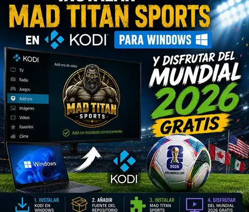 Mundial 2026 con Mak Titan en Kodi para Windows