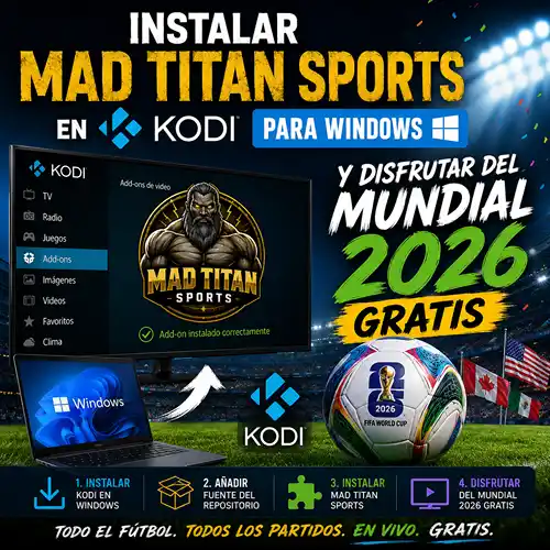 Guía Completa: Cómo Instalar Mad Titan Sports en Kodi para Windows y Disfrutar del Mundial 2026 Gratis 2 Mundial 2026 con Mak Titan en Kodi para Windows