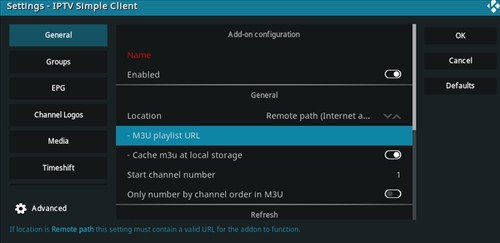 PVR IPTV Simple Client en Kodi para Windows